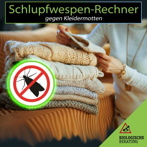 Schlupfwespen-Rechner der Biologischen Beratung zur Berechnung der benötigten Produkte gegen Kleidermotten